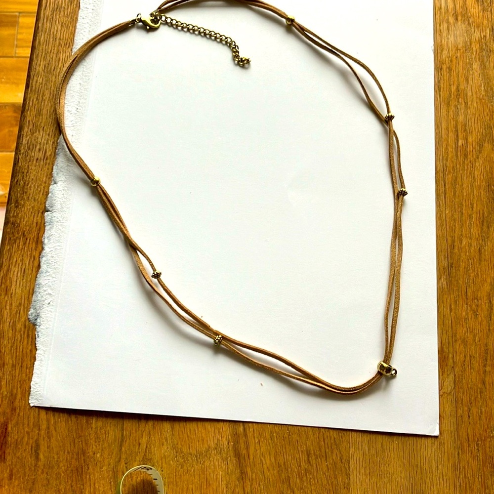 Modern tan and gold tone Necklace with Warm Hue